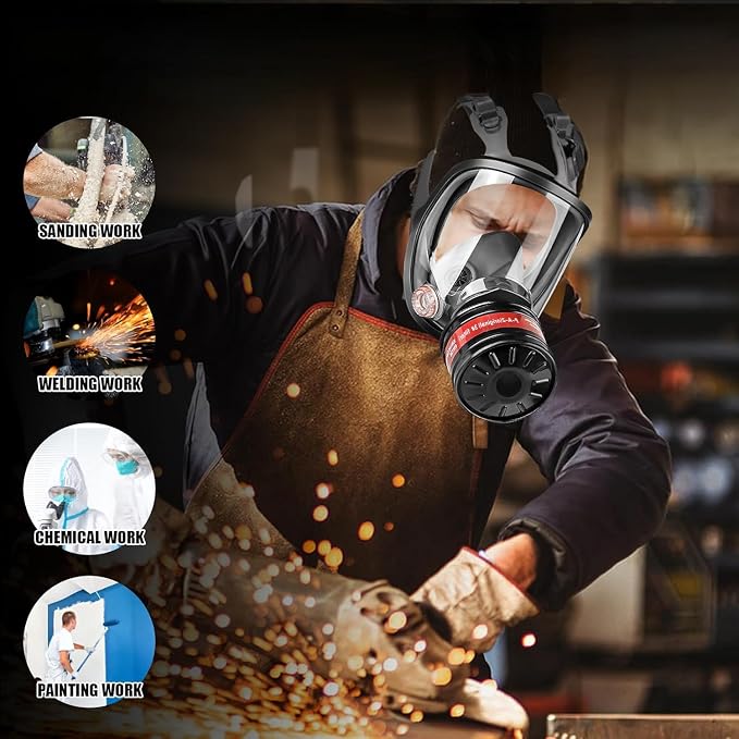 Full Face Gas Mask,Respirator Mask for Gases,Chemical,Spray Paint