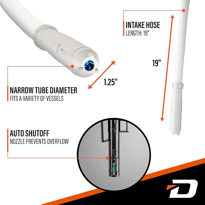 Deway AA Battery Gas Pump Automatic Fuel Transfer with Auto-Stop Nozzle & PVC Hose - 2.2 GPM Siphon Pump for Gasoline, Diesel, Kerosene, Gas Cans, Generators, Lawn Mowers, Boats, ATVs