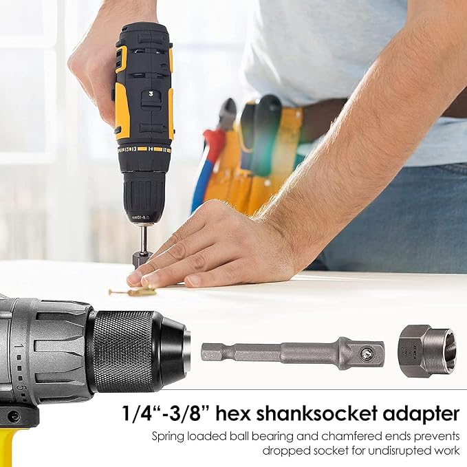 XEWEA 26PCS Screw & Bolt Socket Extractor with Left Drill Bit Set【with Hex Adapter】, Impact Easy Out Tools Stripped Screw Remover EZ Out Set for Damaged, Frozen, Rusted, Bolts, Nuts, Screws, Studs