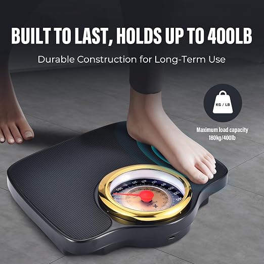 EILISON Mechanical Bathroom Scale for Home Use, Easy Read Analog Weight Scale with Large Dial Display in lb/kg, 400lb Capacity, Non-Slip Surface