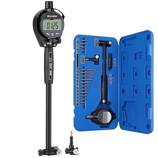 Digital Bore Gauge 1.4"-6",Engine Cylinder Bore Measuring Tool with LCD Display,15 Anvils,6" Measuring Depth,0.0005" Resolution for Cylinder Wear,Taper & Out-of-Round Inspection