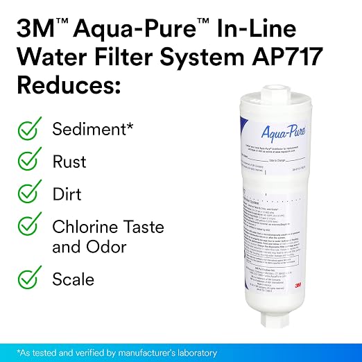 Aqua-Pure AP717 Inline Water Filter for Refrigerator, Ice Maker and Drinking Fountains, Inhibits Scale Build-Up, Removes Sediment, Chlorine Taste and Odor