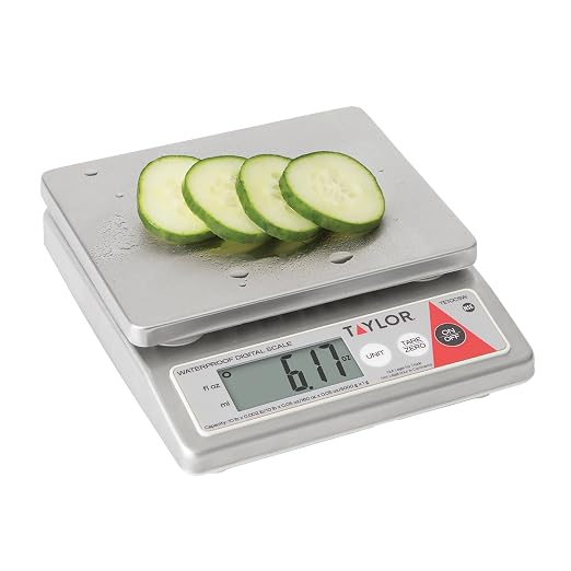 Taylor TE10CSW 10-Pound Water Resistant Digital Portion Control Scale, Multi-Functional Food Scale for Precise Weight Measuring and Portion Control, Tare Function, NSF, Stainless Steel(Pack of 4)