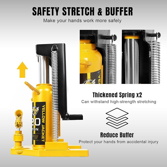 YELLOW JACKET Toe Jack 10 Ton Toe/ 20 Ton Top Capacity Hydraulic Machine Jack Lift,Air Hydraulic Claw Jack for Car Repair,Machinery,Industry Equipment