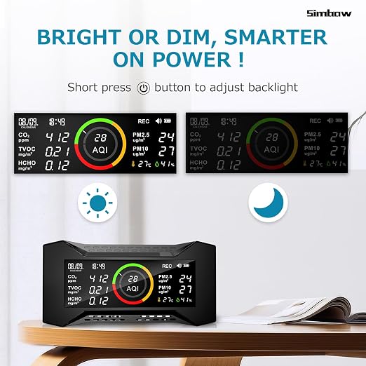 8-in-1 Air Quality Monitor Indoor, CF-20 Portable Air Quality Tester CO2 Monitor (PM2.5, PM10, CO2, VOC, Formaldehyde, Humidity, Temp) Wildfire Protection Long Battery Life & Real-Time Data