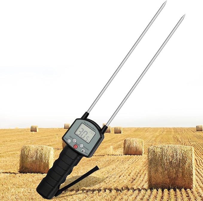 𝙐𝙥𝙜𝙧𝙖𝙙𝙚 TK100H Hay Moisture Tester, Portable Accurate Hay Moisture Meter, Hay Moisture Tester Probe with Backlit Large Screen, Hay Tester Probe for Froage, Alfalfa Orchard Grass, Bales