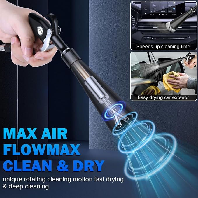 Dry Cleaning Gun,High-Pressure Air Blow Gun,Car Cleaning Gun,Air Nozzle Blow Gun, Car Air Blow Gun with 2 Nozzles