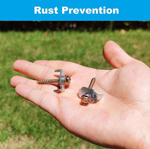 100 Pcs Fencing Fasteners Post Screw with Wire Fixer, Fence Staple for Wire Mesh and Woven Fencing, Quickly Install in Wood with Power Drill