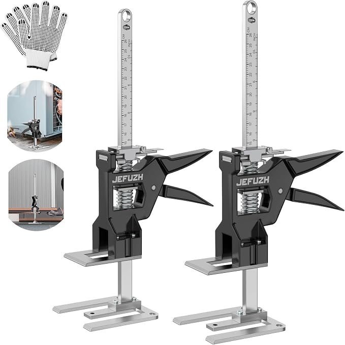 Labor Saving Arm Jack 2 Pack, 440 LBS Load Capacity Multi-Purpose Height Adjustable Lifting Tool, Handheld Furniture Lifter Furniture Jacks for Door Installation, Floor Tile Alignment, Cabinet Moving