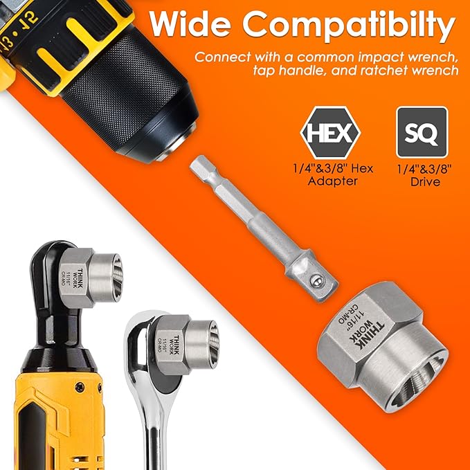 THINKWORK Bolt Extractor Kit, 35-Piece Nut Extractor Socket Set, 1/4" & 3/8" Drive Rounded Bolt Remover for Damaged, Rusted, Rounded-Off, Stripped Fasteners