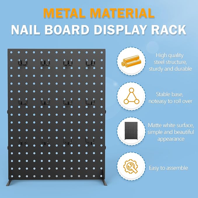 Peg Board Display Stand for Vendors, 2Pcs Black Pegboard Display Stand with 24 Hooks, Free Standing Pegboard Display, Tabletop Hanging Display Stand for Craft Shows, Keychain, Jewelry(16*12 inch)