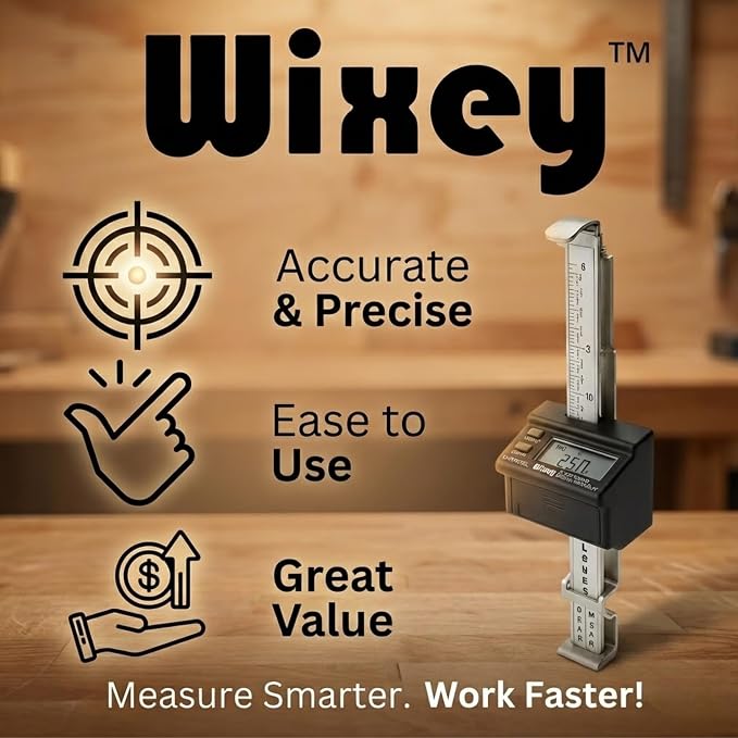 Wixey Digital Planer Gauge – Electronic Digital Readout & Thickness Measuring Tool – Accurate Calibration & Digital Dimensions – Perfect Portable Planer Accessory for Woodworking Upgrade