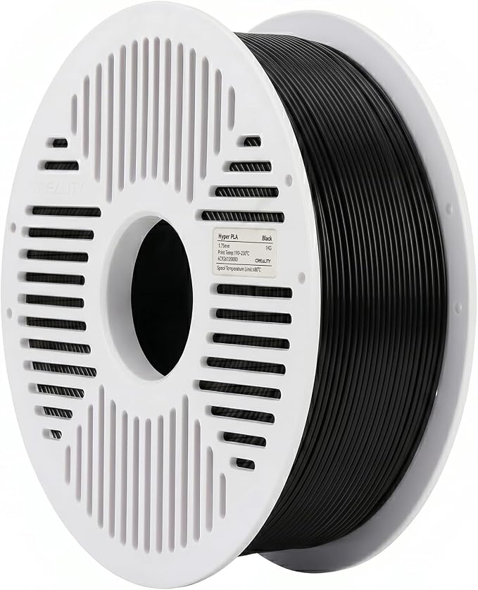 Creality PLA Filament with Reusable Spool 1KG, 1.75mm PLA 3D Printing Filament 2.2lbs High Dimensional Accuracy, Easy Installation Detachable Spool, Fits for Most 3D Printers, Black