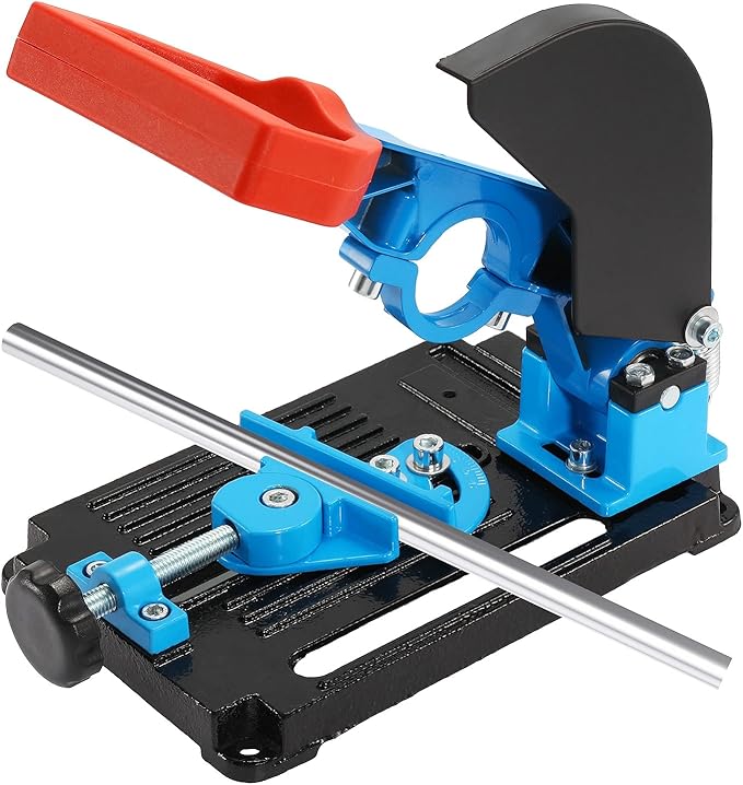 BEAMNOVA Angle Grinder Stand, 45° Adjustable Cutting Tool Holder, Aluminum Fixed Stand for Metal/Wood Cutting, Safety Shield & Spring Loaded for DIYers & Contractors