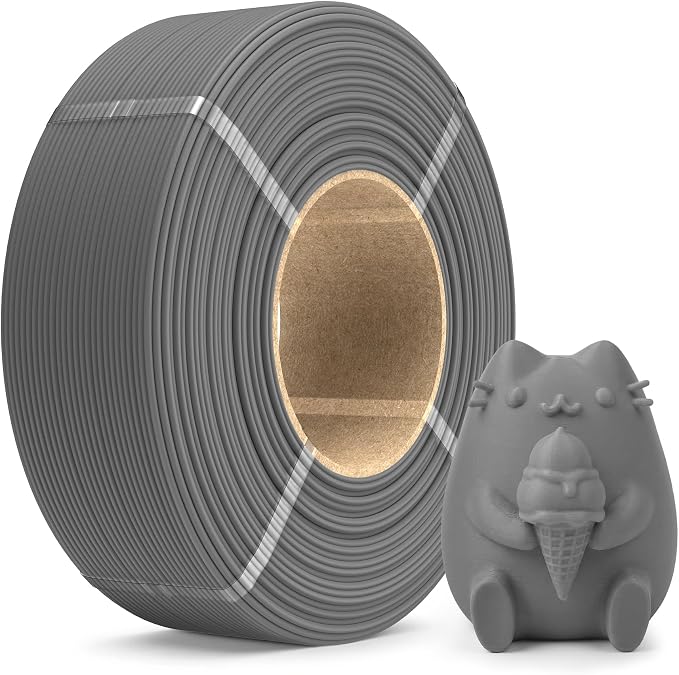 SUNLU Matte PLA Filament Refill 1.75mm 1KG, 3D Printer Filament PLA Refill, No-Spool PLA Matte Filament for Reusable Spools Compatible with Bambu Labs Filament, 1KG/Roll Grey
