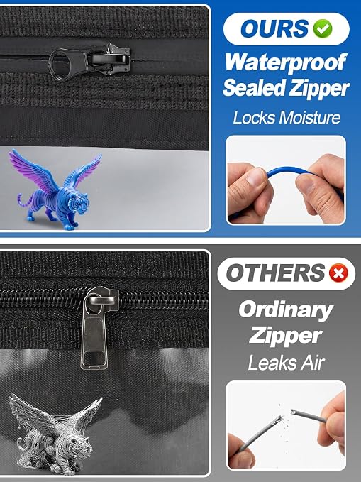 Waterproof Lining & Zipper 3D Filament Storage - Holds up to 24 Spools, 3D Printing Printer Accessories Square Filament Storage Dry Box for Home Office Studio, 16''Lx7.8''Wx8''H, 4pcs