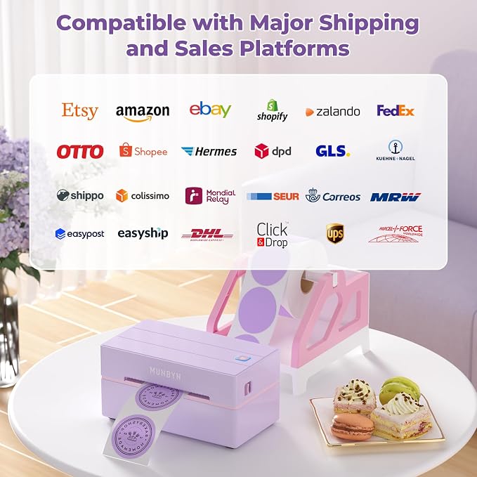 MUNBYN Bluetooth Thermal Label Printer, 130B Wireless 4x6 Shipping Label Printer for Shipping Packages Small Business Office or Home, Compatible with iPhone Android iPad Windows macOS Chrome