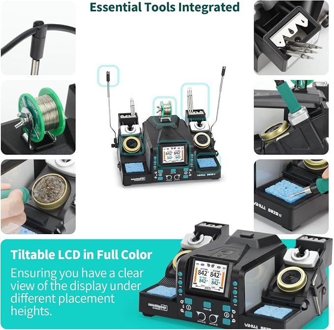 YIHUA 982D-II 2-IN-1 Digital Soldering Iron Kit, Precision Soldering Station with C210 and C245 Precision Soldering Iron, Auto Calibration, Adaptive Display, PID Temperature Control, Rapid Heating