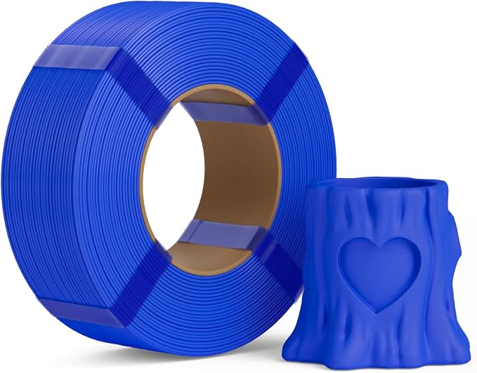 PLA Basic Refill Filament 1.75mm, No Spool 3D Printer Filament, Dimensional Accuracy +/- 0.02mm, Fits for Most FDM 3D Printers, 1KG Blue
