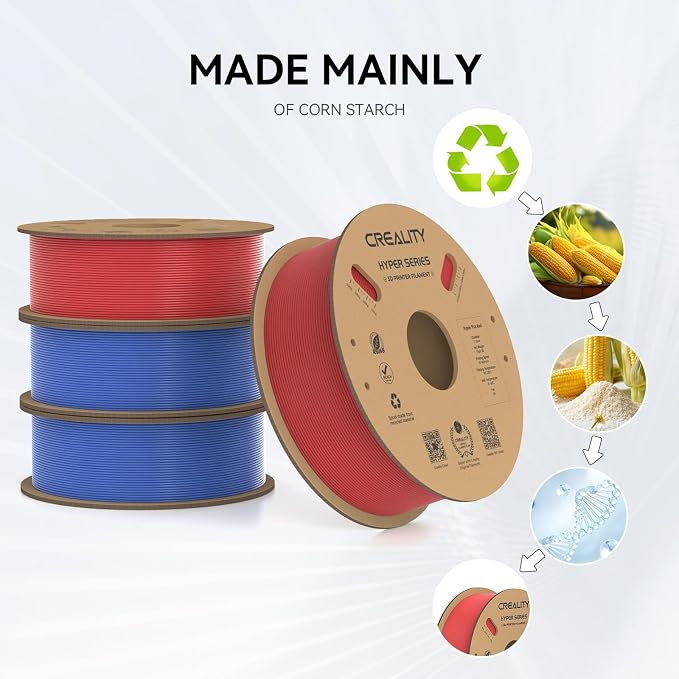 Creality Hyper PLA Filament 1.75mm, 30-600mm/s High Speed 3D Printer Filament, Dimensional Accuracy +/-0.02mm, Fit Most FDM 3D Printers, 4 Pack 1kg Spool(2.2lbs), Red & Blue