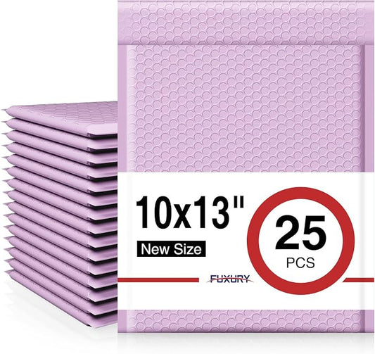 Fuxury Bubble Mailers 10x13 Inch Lavender 25 Pack, Opaque Padded Envelopes for Clothing, Books, Makeup & Accessories, Self Seal Shipping Bags for Small Business