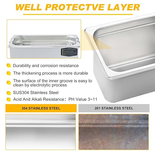 6L Ultrasonic Cleaner Dual-Frequency Professional Digital Stainless Steel Cleaning Machine with Heater Timer for Carburetor, Parts, Circuit Board, Glasses, Denture，Jewelry