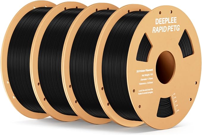 Rapid PETG Filament 1.75mm, High Speed PETG 3D Printer Filament Up to 600 mm/s, Dimensional Accuracy +/- 0.02 mm, Fits for Most FDM 3D Printers, 4 Pack 1kg Black