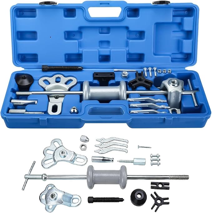 8MILELAKE 9 Way Slide Hammer Puller Axle Front Rear Wheel Bearing Dent Hub Gear Puller Remover Set
