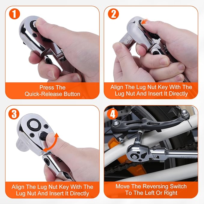Matework 7Pcs Flex Head Ratchet Set, 1/4”, 3/8” and 1/2” Drive Swivel Ratchet Wrench with 180° Flex Head, 90 Tooth, Quick-Release, Extra Long Handle Ratchet with Extension Bar and EVA Foam, CR-V Steel