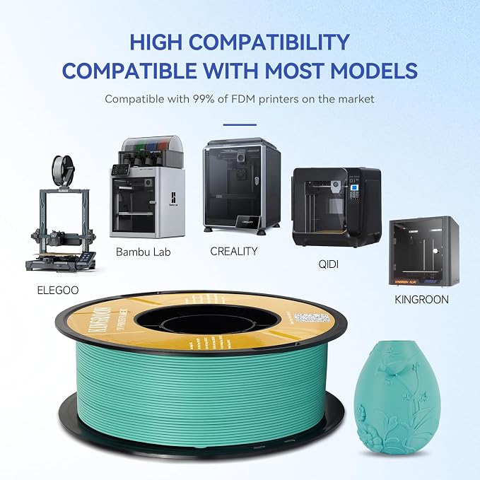 Kingroon Matte PLA Filament 1.75mm 3D Printer Filament Matte Filament 1kg Dimensional Accuracy +/- 0.02 mm (Matte Grass Green)