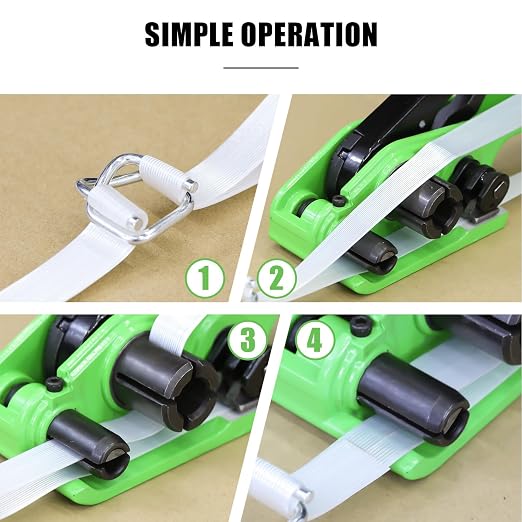 Heavy Duty Banding Strapping Tensioner & Cutter Manual Packaging Tools Windlass for 1/2"-3/4" Width Polyproplyn Poly Woven Composite Cord Strap(Compatible Polyester)