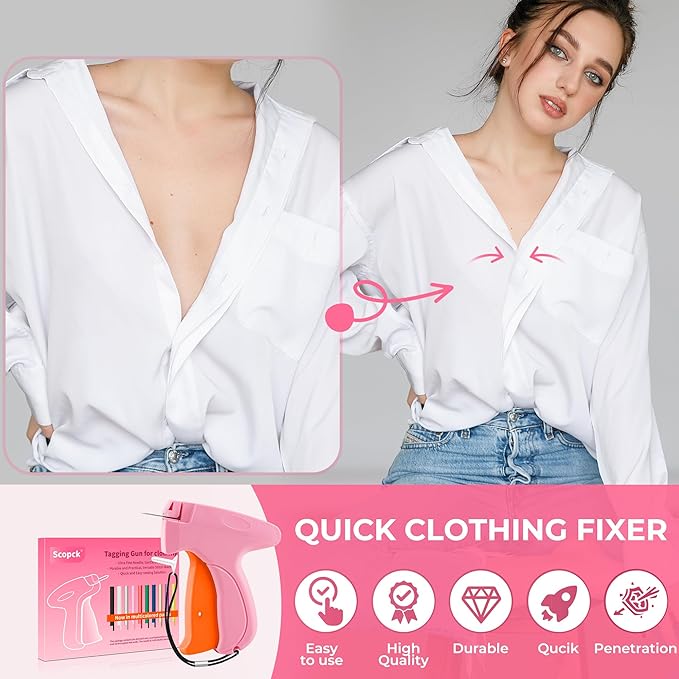Stitch Gun for Clothes - Handheld Stitch Gun Quick Clothing Fixer - Tagging Gun - Includes 6 Needle, 1000 Black Fasteners & 1001 White Fasteners