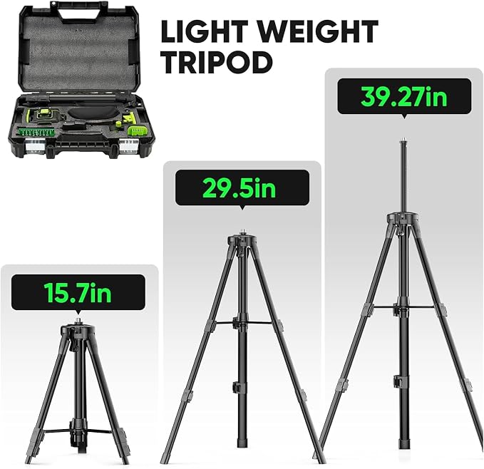 Laser Level 360 Self Leveling with Tripod, Elikliv 4D Laser Level, 165Ft Green Laser Level Lines Tool, 4x360° Cross Line Laser for Construction, Picture Hanging, Floor Tile, Renovation(green)