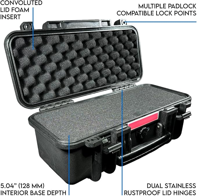 DCB Cases - Element 4802F | 19 x 9 x 8 Ext Dim | IP67 Waterproof | Pluck Foam Insert | Foldable Handle | Pressure Control Valve | Resin-Reinforced Injection Molded Plastic | 2 Latch Lid Close