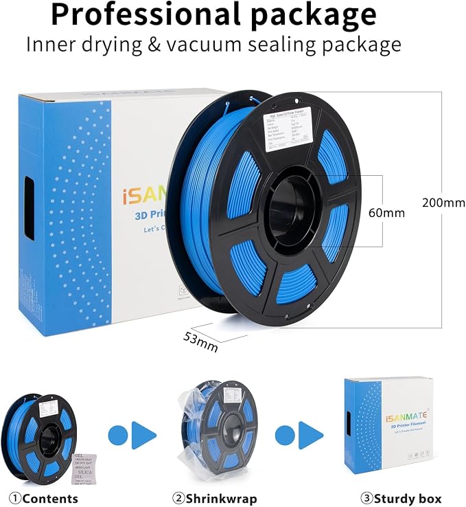 iSANMATE Rapid PLA Plus Filament 1.75mm, Blue 3D Printer Filament, Fast Printing Speed PLA, Dimensional Accuracy ±0.02mm, 1kg/Spool