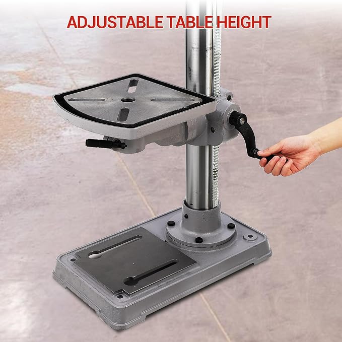 13 in Floor Drill Press, 7.5 Amp 120V, 288-3084 RPM Variable Speed Cast Iron Bench Drill Press, 0-45° Tilting Worktable, Tabletop Drilling Machine for Wood Metal