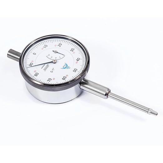 PEC Tools Stainless Steel Premium Dial Indicator 0-1", High Precision Shock Resistent, Heavy Duty Industrial Inspection Tool with Large Watch Face, Graduation 0.0005"