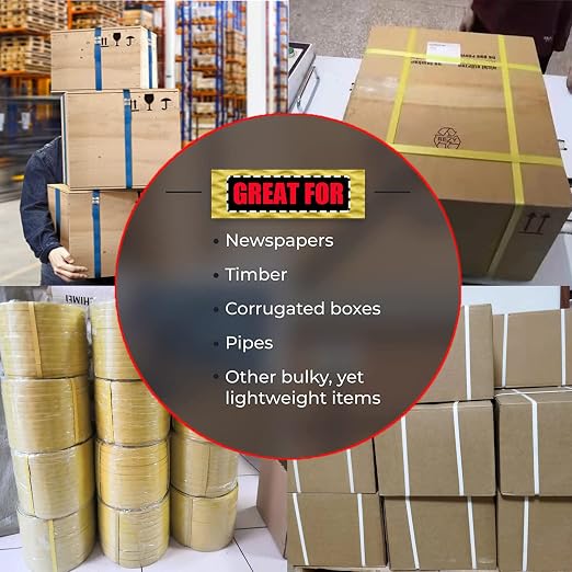 Poly Strapping 1/2" Plastic Strapping, Banding Strapping Roll, 330 Feet Length, 600 lbs Break Strength (Yellow)