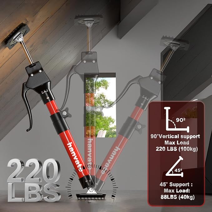 Cabinet Jacks for Installing Cabinets 2 Pack, 15.8"-23.6" Steel Telescopic Quick Support Rod, Adjustable 3rd Hand Support System with 220lbs Capacity for Cabinet Jack, Drywall Jack&Cargo Bars