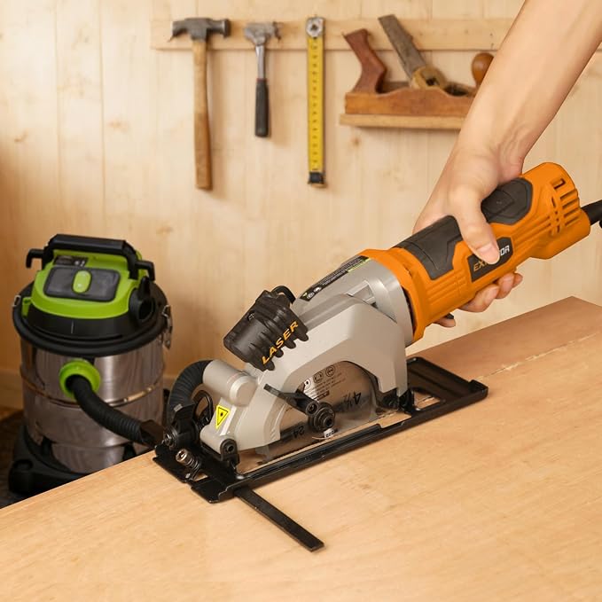 4.8A Power Circular Saw Corded,4000RPM Laser Guide 45° Max Angle Adjustment | Mini Circular Saw Maximum Cutting 1-11/16" at 90° and 1-1/8"at 45° for Wood, Soft Metal, Plastic