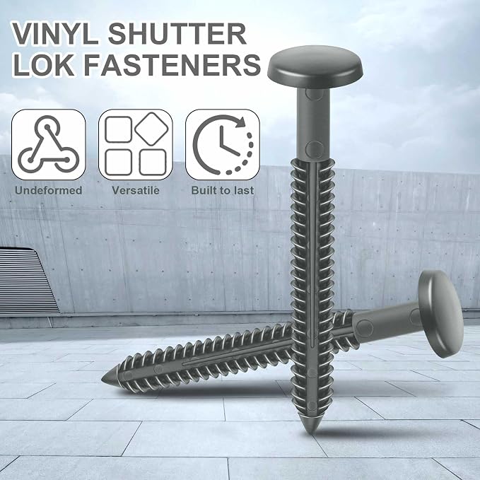 Blulu 18 Pcs 3 Inch Vinyl Shutter Fastener Window Panel Peg Lok Pin Pegs Screws Shutter Spikes Anchor (Dark Gray)