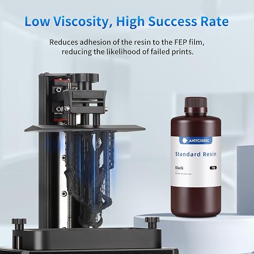 ANYCUBIC 3D Printer Resin, 405nm SLA UV-Curing Resin with High Precision and Quick Curing & Excellent Fluidity for LCD 3D Printing (Black+Black, 2kg)