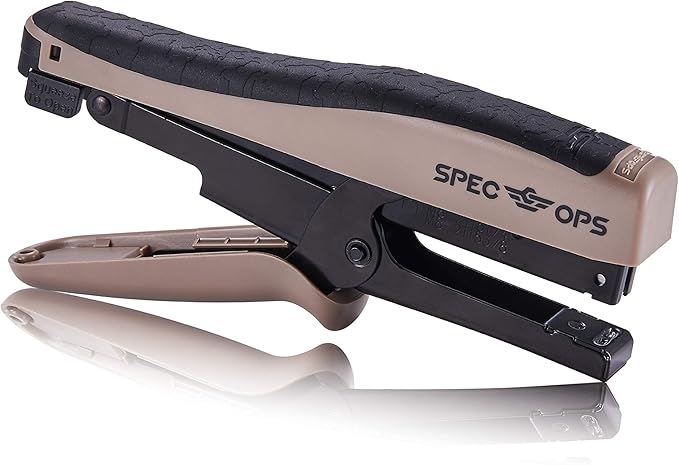 Spec Ops Tools Heavy Duty Plier Stapler for Packaging, Compatible with 3/8" and 1/4" Leg Length Staples, 45 Sheet Capacity, Comfort Grip