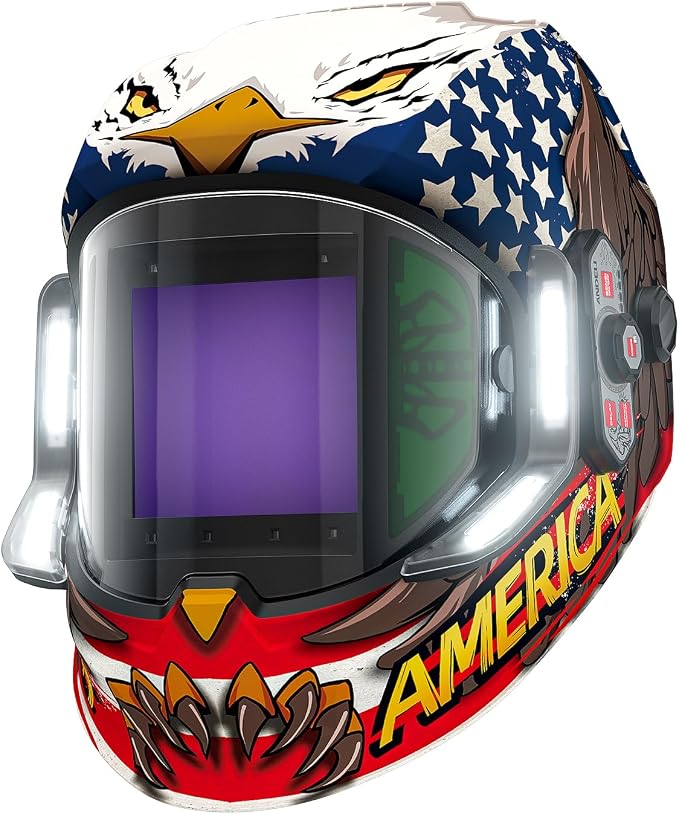 ANDELI Welding Helmet - 180° Panoramic 6 Arc Sensor True Color, Auto Darkening Welding Helmet with Light and Motion Sensing, 2100mAh Rechargeable Battery for TIG/MIG/Cut/Grind MONERAE-LED