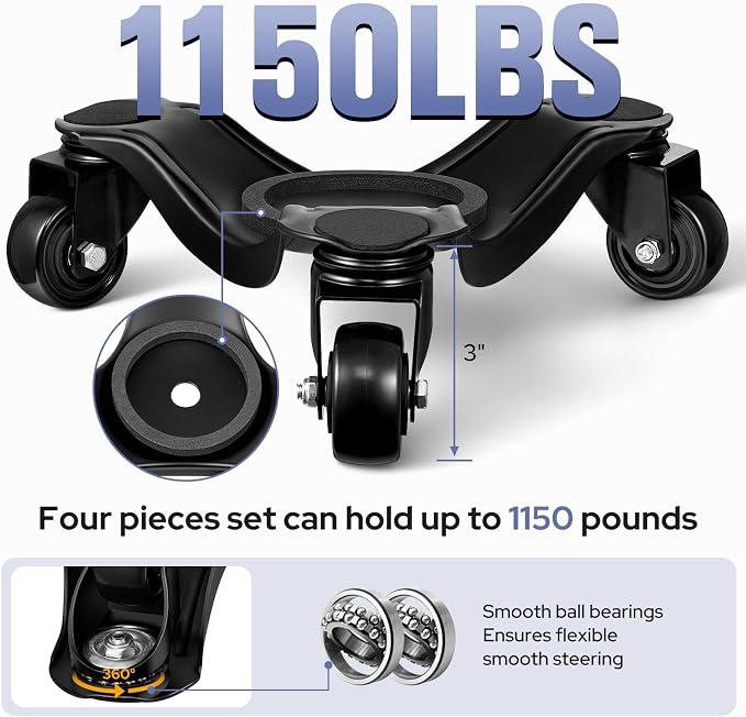 KEDSUM Furniture Dolly, 1150LBS Furniture Lifter Tool Set, 10" Heavy Duty Moving Dolly with 3 Wheels, Used for Moving Sofa, Piano, Cabinet