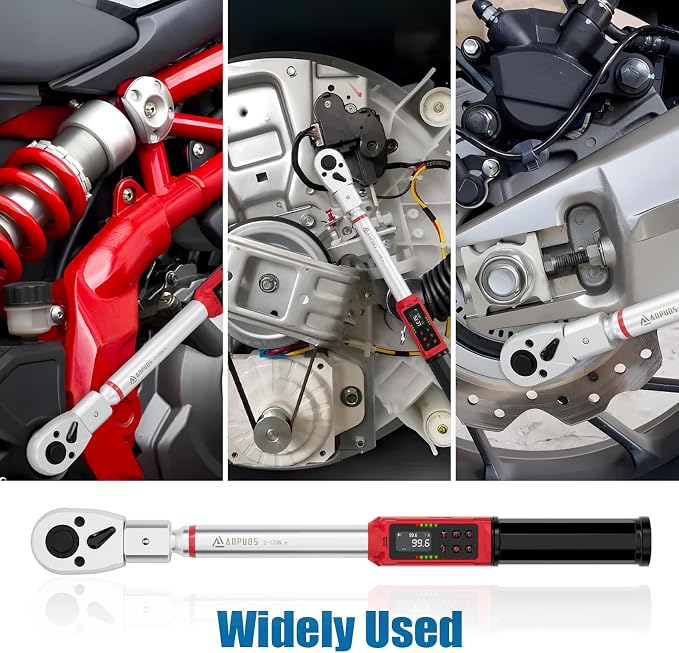 ANPUDS Adjustable Digital Torque Wrench, 1.5-99.6 Ft.lb, ±1% Accuracy | 2-135Nm, 45mm Jaw & 1/2" Ratchet, 14×18mm Open End, Vibration, Buzzer, LED Indicator for HVAC, Split AC, Motorcycle, Plumbing
