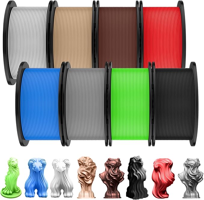 Pangda 3D Printer Filament Bundle 1.75mm Multicolor Matte or Silk PLA Filament 3D Printing Material for Halloween Thanksgiving Day Christmas Easter Holiday Crafting Decorations(Metallic Color)