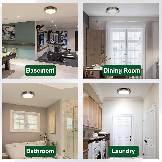 Akicon Bathroom Exhaust Fan with Shower Light, 80 CFM 2.0 Sones Round Bathroom Fan Light Combo, Dimmable 3CCT LED Lights Vent Fans with Acrylic Cover for Shower Room, Home (Brushed Nickel)