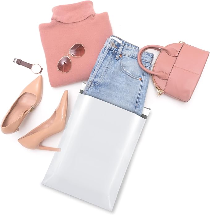 Fuxury 70000 Pcs 14.5X19" Poly Mailers Envelopes Shipping Bags for Clothing,Strong Adhesive Packaging Bag for Small Business Suppliers, Self Seal Mailing Poly Bags,White