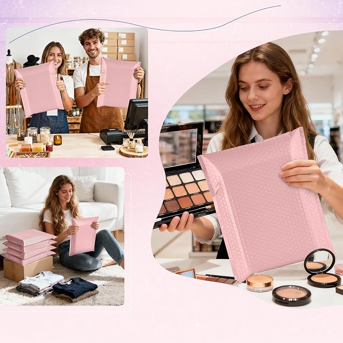 Fuxury Bubble Mailers 10x13 Inch Light Pink 25 Pack, Opaque Padded Envelopes for Clothing, Books, Makeup & Accessories, Self Seal Shipping Bags for Small Business